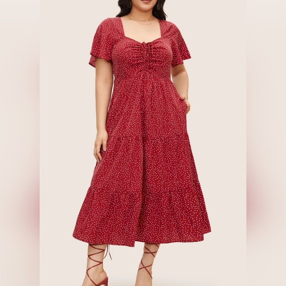 3/$20 Red with white  size 12 polka dots dress - Picture 3 of 3